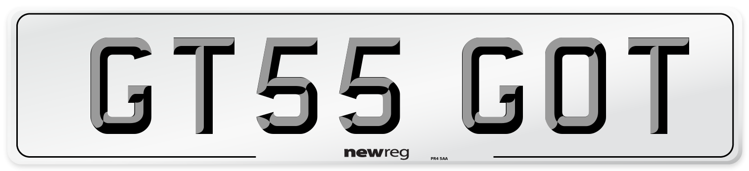 GT55 GOT Number Plate from New Reg